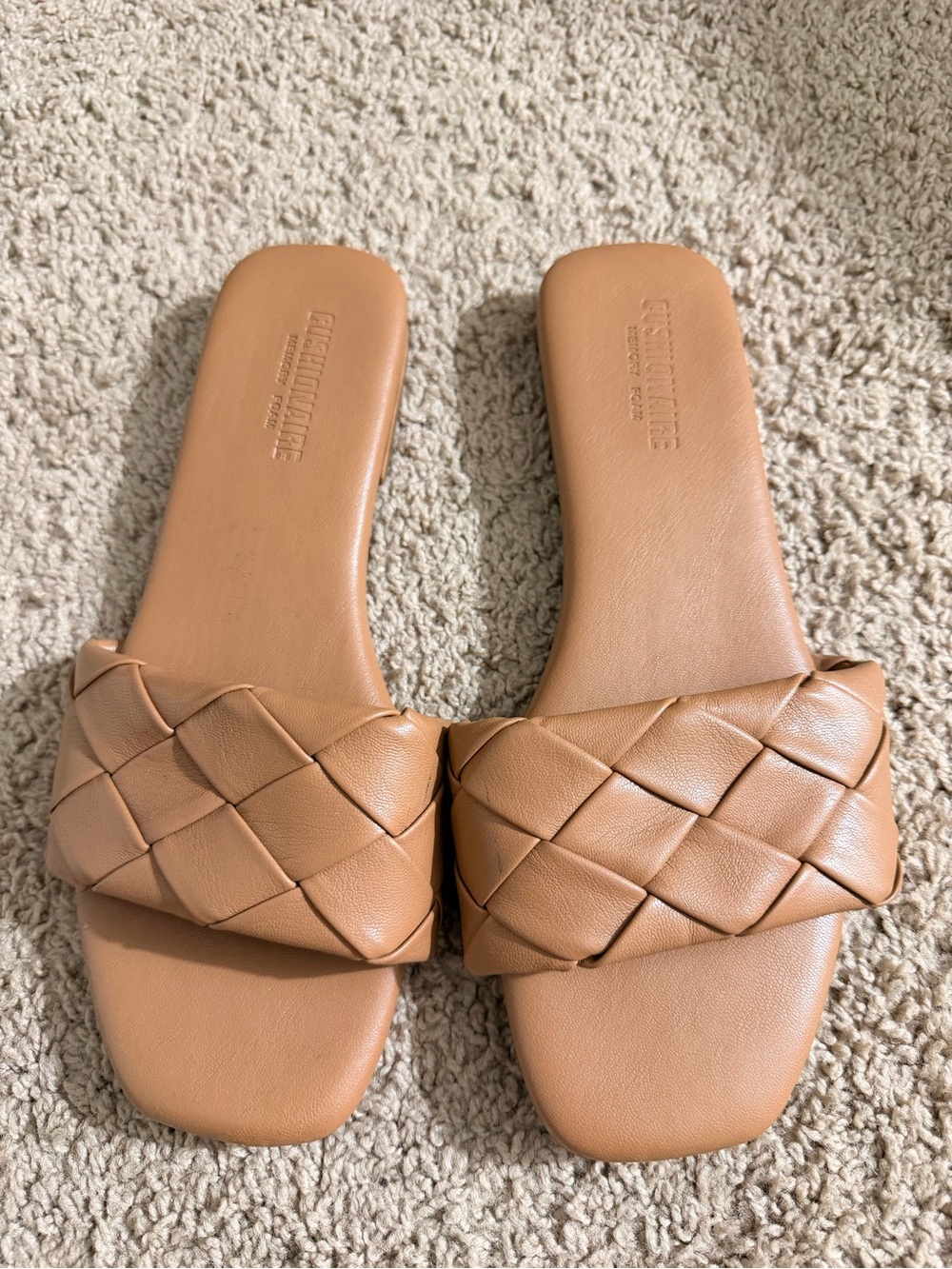 Woven Slide Sandals in Tan
